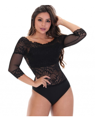 Lace Sheer Mesh Bodysuit - Yasmin