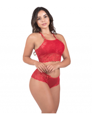 Unpadded Lace Bra and Panty Set - Deluene
