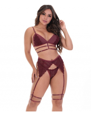 Sexy Bra and Panty Set with Garter Belt - Adele