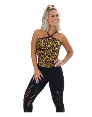 Fitness Jumpsuit with Animal Print